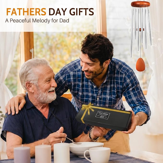 Wind Chimes for Outside, Fathers Day Dad Gifts for Men & Gifts for Women, Mom, Grandma, Deep Tone Soothing Melodic Chimes, Memorial & Sympathy Wind Chimes, Suitable for Garden, Porch & Patio Decor