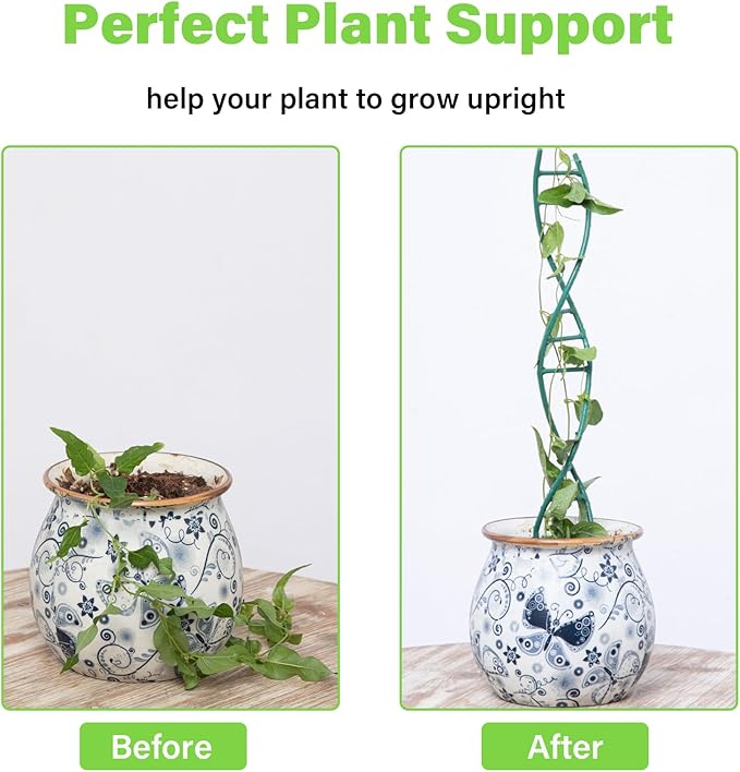 Yohsnor Indoor Plant Trellis for Potted Plants - Upgraded Metal Spiral Design for Climbing Plants, Durable Powder Coated Support for Small Houseplant Pots, Ideal for Indoor & Outdoor Use