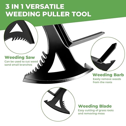 2 Crack Weeder Tool Set—5.1in Extended Metal Crevice Weeding Brush & Multi-Blade L-Shape Manganese Steel Weed Puller,Weeding Moss Remover Tool for Weeding