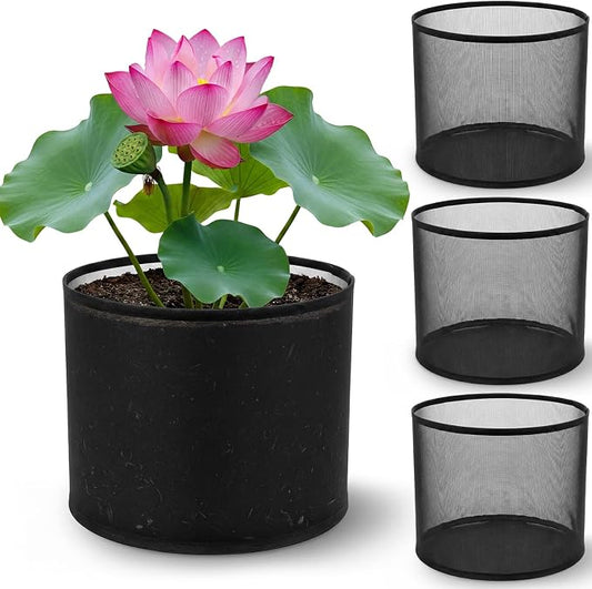 4 Pcs Large Aquatic Pond Planting Bags 10 x 12 Inch Reusable Fabric Pond Plant Pots 5 Gallon Breathable Aquatic Plant Basket Grow Bags for Bog Plants Water Lily Lotus Garden
