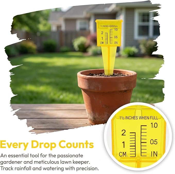 Gadpiparty 4pcs Large Rain Gauge Outdoor, Rain Gauges Outdoors, Accurate Rainfall Measuring Device for Garden Lawn Yard Sprinkler
