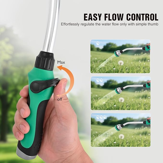 Yesker Watering Wand for Garden Hose, 19 Inch, 10 Spray Patterns, Garden Hose Nozzle with Thumb Flow Control, Ideal for Water Plant, Shrubs and Yard