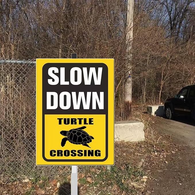 Slow Down turtle Crossing yard Sign for Street Rustproof Reflective Aluminum Caution Drive Slowly Watch for turtle Sign Garden Animal Sign for Neighborhoods