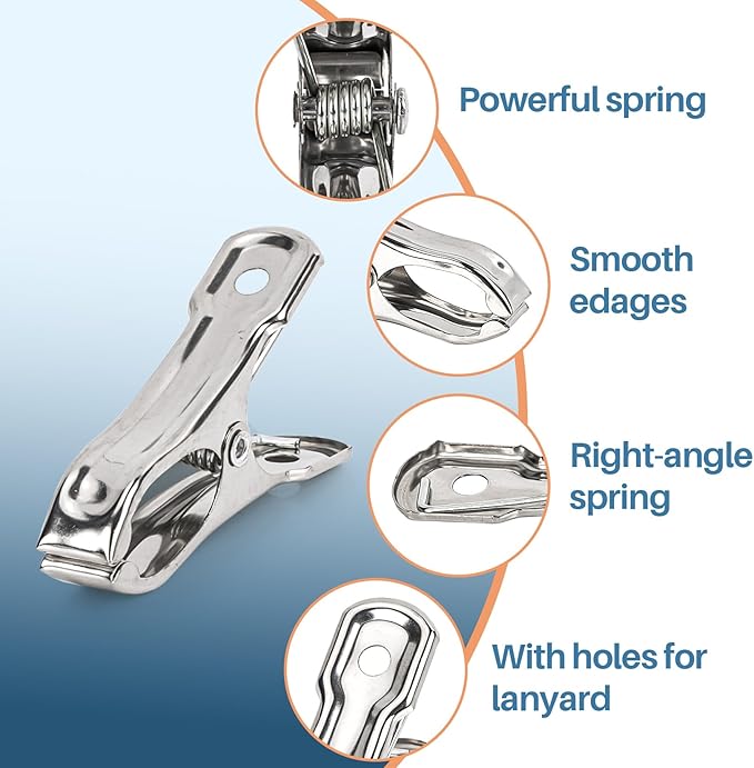 RAINFLOW 50 PCS Garden Clips - Stainless Steel Greenhouse Clamps,Grip Strong Heavy Duty Metal Greenhouse Supplies,Garden Clips for Netting, Hoops,Shade Cloth,Plant Cover