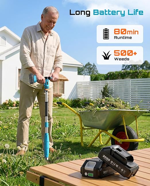 SEESII Stand-Up Weed Puller Tool with 40"-47" Adjustable Handle, High-Power 3-Claw Stainless Steel Spiral, 4S Deep Root Removal, One-Button Eject, Dandelion Remover & Crabgrass Puller for Garden