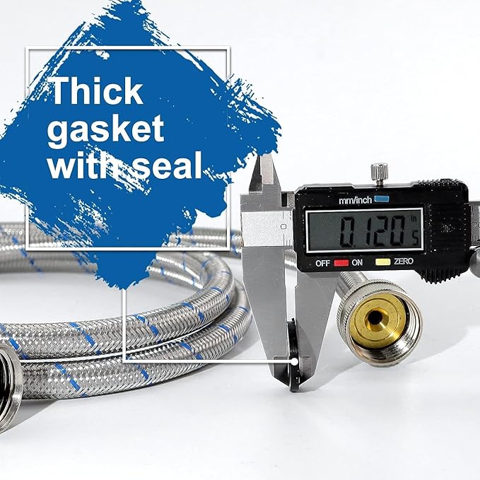 Washing Machine Hoses,Stainless Steel Washing Machine Hose 4ft -2 Packs Braided Premium Washer Hoses Supply Lines-washer hoses 4ft Hot and Cold Striped Water Connection