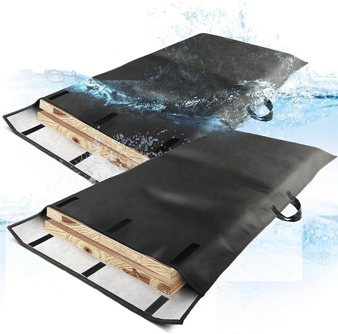 Table Leaf Storage Bag Padded 2 Pack, Waterproof Heavy Duty Dining Table Leaf Bag with Adjustable Closure, 51x 28in Extra Thick Flannel Backing Table Leaf Cover, Fit 48x24in Leaves, Black