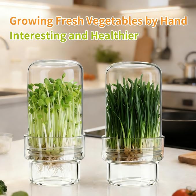 Sprouting Jar Kit, 2 Pack Wide Mouth Quart Mason Jars | Broccoli, Microgreens, Alfalfa Sprout Jar | Perfect for Home Gardeners, Health Enthusiasts & Vegan Diets