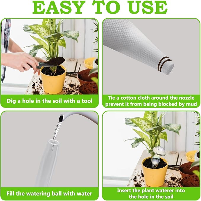 Plant Watering Globes, 4PCS Self Watering Globes Made from Hand-Blown Glass, Iridescent Glass Mushrooms Plant Self Watering Devices, Automatic Watering System for Potted Plants