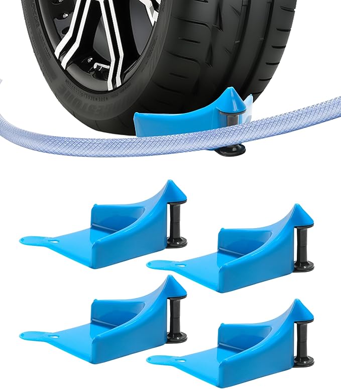 4PCS Car Detailing Organizer,Detailing Supplies,Car Accessories Washing Supplies,Automotive Hose Guide,Detailing Washer Hose Stuck Under The Wheels,Applied to Various Types of Cars,RVs (Blue)