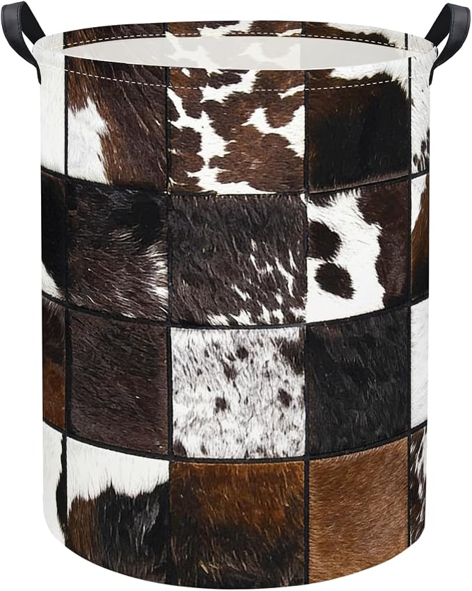 Baby Laundry Basket Kids Hamper Toy Storage Bin for Boys Room Decor Baby Nursery Hamper Gift Baskets for Bedroom Bathroom(Cows Print)