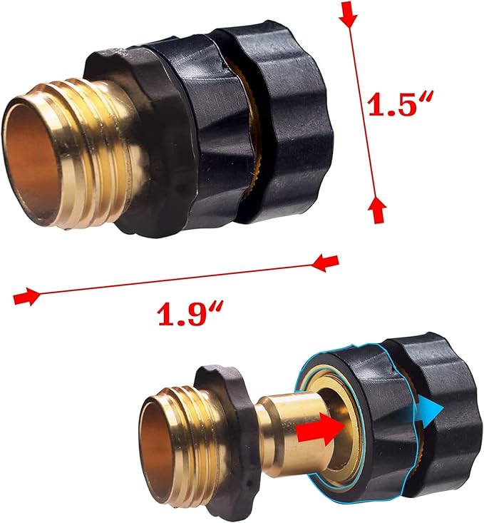 Xiny Tool 3/4 Inch Garden Hose Quick Connect, Quick Connect Garden Hose Fittings, Male and Female Water Quick Release Hose Connector (4 Pack)