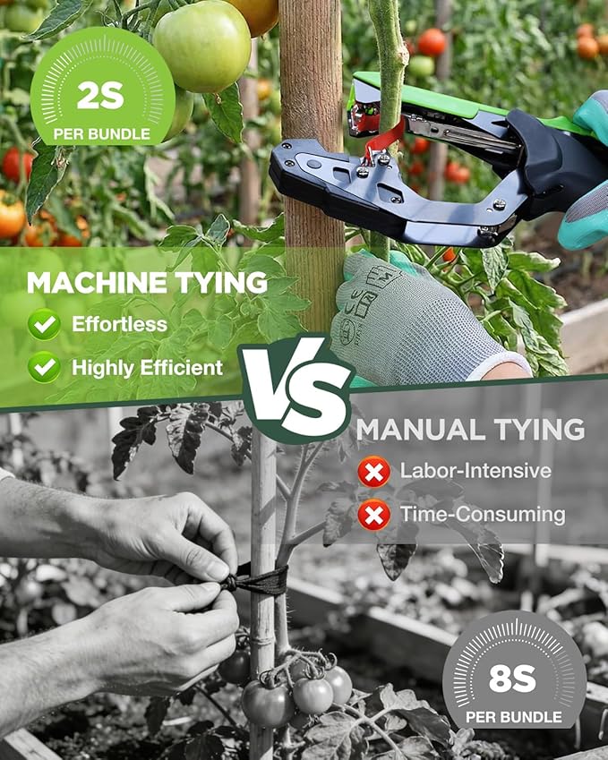 WORKPRO Plant Tying Machine, Lightweight Tape Gun for Tying Vines and Support Plants, Includes Gloves, 20 Rolls of Tape, 10,000 Staples, Ideal for Tomatoes, Grapes, Cucumber and Vegetables
