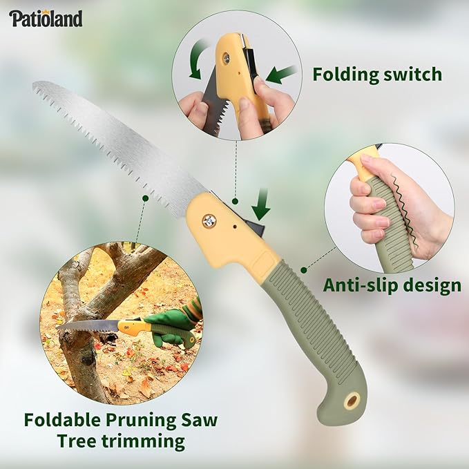 10-Piece Garden Tool Set, Green Gardening Hand Tools Kit with Ergonomic Non-Slip Handles, Heavy Duty Rust-Proof Aluminum Tools, Organizer Tote Bag & Gloves, Ideal Garden Gifts for Women and Men