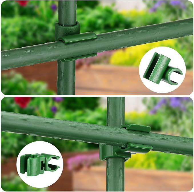 50 Pieces Adjustable Plant Trellis Connector Clip Plastic Connector Stakes Garden Plastic A-Type Connecting Joint Buckle Clip for Gardening Metal Steel Plant Supports (11 mm)