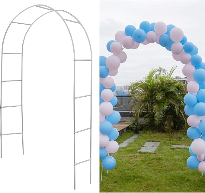 Mr.Ton 7.8ft White Wedding Arches, Bridal Party Decoration, Indoor Wedding Arch, Garden Arch Trellis for Climbing Plant Outdoor, 7.8Ft Wide x 6.4 Ft High