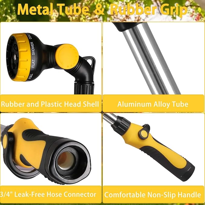 Watering Wand Leak Proof,26-32 Inch Adjustable Aluminum Alloy Tube with Rubber Handle High Water Flow No Leaking Ideal Watering Wand for Garden Hose Suitable for Watering Plants and Lawn Cleaning
