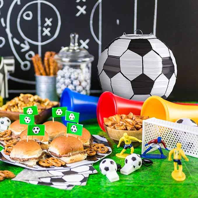 Kesoto 12 Inch Soccer Paper Lanterns Sports Soccer Themed Birthday Party Decorations Supplies Party Favors - Pack of 5