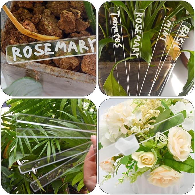 Garneck 5sets Acrylic Plant Label Tags Garden Plant Markers DIY Blank Name Tags Distinguish Labels for Lawn Ornaments 24pcs*5