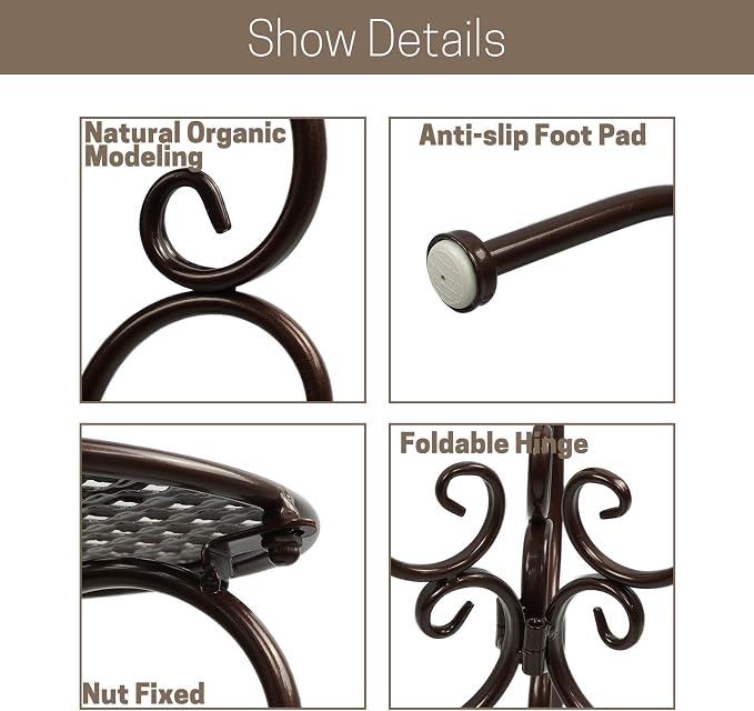 NAKUPE Metal Plant Stand Indoor Outdoor, Heavy Duty Flower Pot Stands 22.5 Inch Tall, Single Plants Pedestal Table for Planter Patio Farmhouse Garden Porch, Brown(1 Pack)