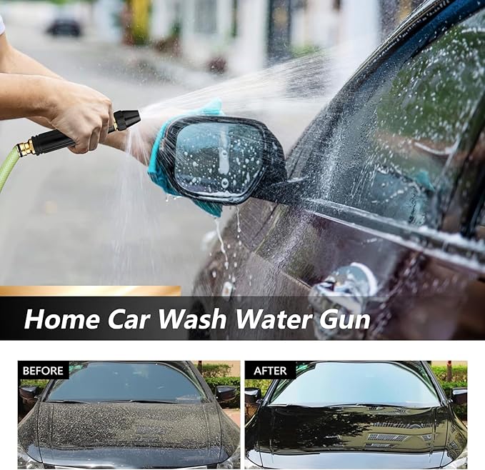 2PCS Heavy Duty Adjustable Hose Nozzle, High Pressure Jet Sweeper Spray Nozzle with Leak-Proof Design, Metal Garden Hose Sprayer for Car Wash, Lawn, Patio Cleaning
