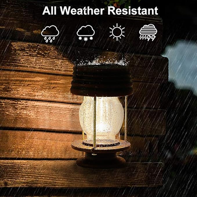 Solar Lanterns Outdoor Patio Decor, 1 Pack Large Hanging Solar Lights Waterproof, 30LM Bright Retro Decorative Table Lamps with Warm Glow for Porch, Yard, Garden, Pathway & Backyard Decoration