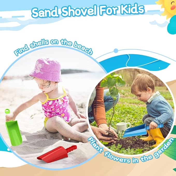 LNCOJOLM 3 PCS Thick 9" Beach Shovel Spade Scoop Trowel Sand Toys for Kid Toddler Adult, Plastic Heavy Duty Garden Digging Planting Shovel Tool Kit Sandbox Toys Gift Set Party Favor