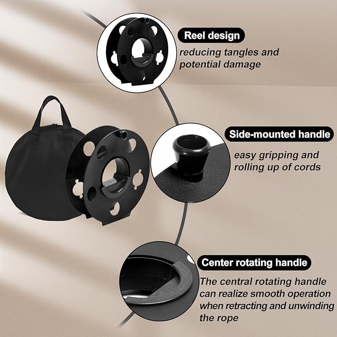 Portable Heavy Duty Cord Storage Reel 1 Pack Easy to Use with Center Rotating Handle 100 Feet for Outdoor Activities