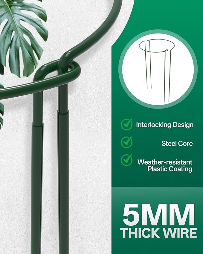 Breeze Touch 16 Pack Plant Support Stakes, 24 Inch Plant Stakes for Outdoor Plants, Peony Cage with 15 Pcs Green Lables, Peony Cages and Supports, Peonies Support Cages Flower Stakes for Plants