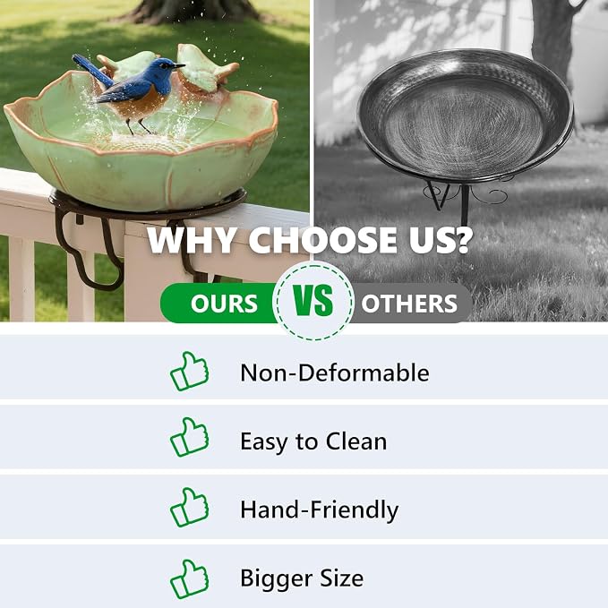 Ceramic Bird Bath for Outdoors, 10.1" Ground Ceramic Bird Baths Bowl for Outside, Garden Bird Baths Weather Resistant, Birdbath for Deck, Balcony, Lawn