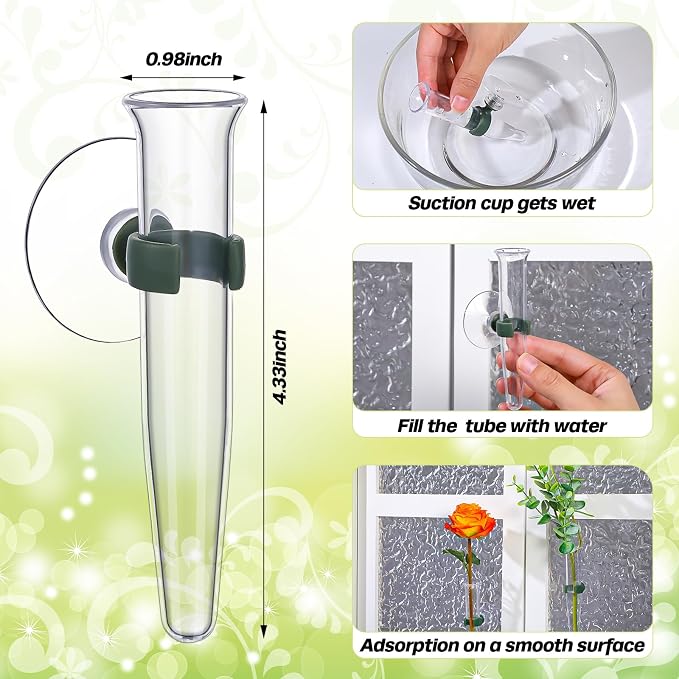 15 Pcs Window Propagation Stations Plant Propagation Tubes with Suction Cups Window Floral Water Tubes Easy to Install Clear Wall Hanging Terrarium Gifts for Plant Flower Lovers