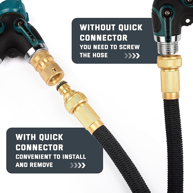 Kesfitt Garden Hose Quick Connect 3/4 Inch GHT Solid Brass Hose Connector Adapter Kit Fitting No-Leak Water Hose Female and Male Adapter (6 Sets)
