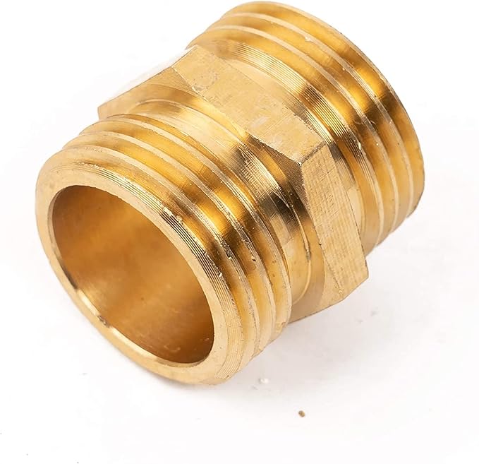 Hourleey Garden Hose Adapter, 3/4 Inch Male to Male Hose Adapter, Solid Brass Hose Connectors, 2 Pack Male Connector with 2 Extra Washers