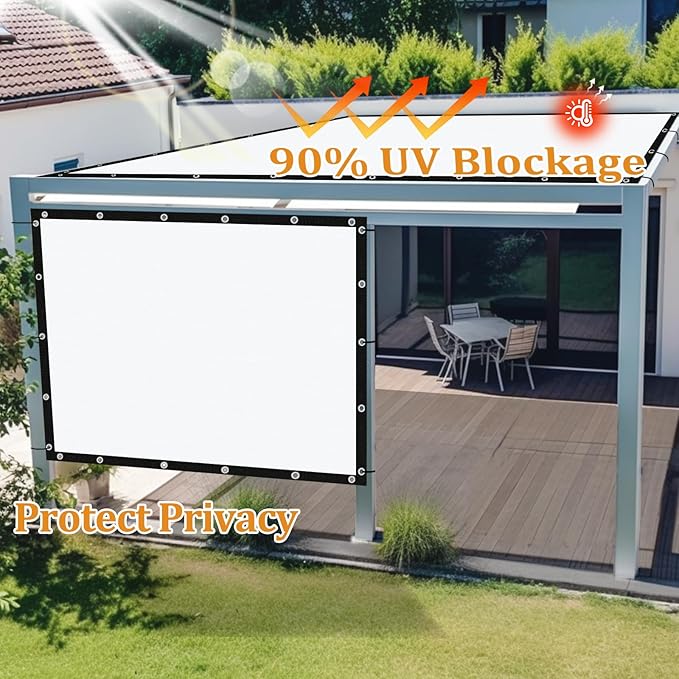 Shade&Beyond Customized Size 90% Sun Shade Cloth with Grommets, 10' X 14' Pergola Shade Cover Canopy, Mesh Tarp Sun Screens for Patio, Outdoor, Garden, Backyard GN01, White
