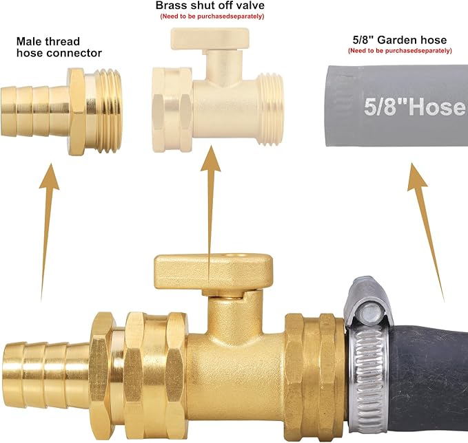 SIGURANTA Garden Hose Repair Connector with Clamps Hose End Repair Kit,5/8" Barb Garden Hose Fittings Male and Female brass garden hose ends (5/8"Barb-10 Set)