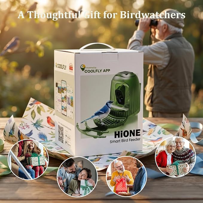 HIXX Smart Bird Feeder with Camera, Auto Capture 2.5K Video, AI Bird Identification, No Mess Seed Guard, Solar Powered Night Light, Live Birdwatching Camera for Dad, Grandpa, Birdlovers