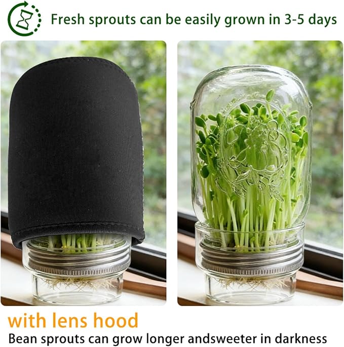 Sprouting Jar Kits, Wide Mouth Quart Mason Jars with Stainless Steel Screen Sprout Lids, Seed Sprouter Setfor Bean Alfalfa Vertical Vegetable