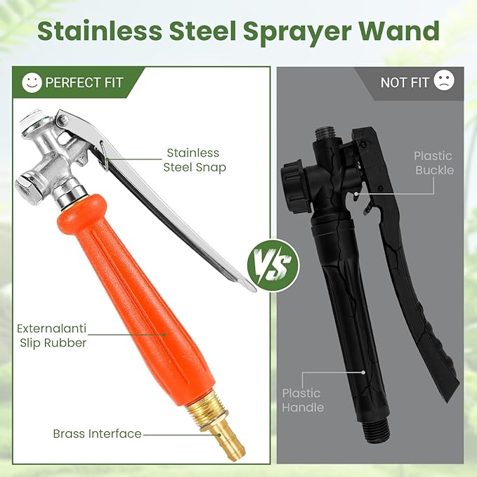 29" Sprayer Wand All Metal Replacement Sprayer Wand, Suitable for 1/2" Hose Quick Connector, 1/4" & 3/8" & 1/2" Brass Barb Spray Wand, Built-in Shut Valve Stainless Steel Spray Wand