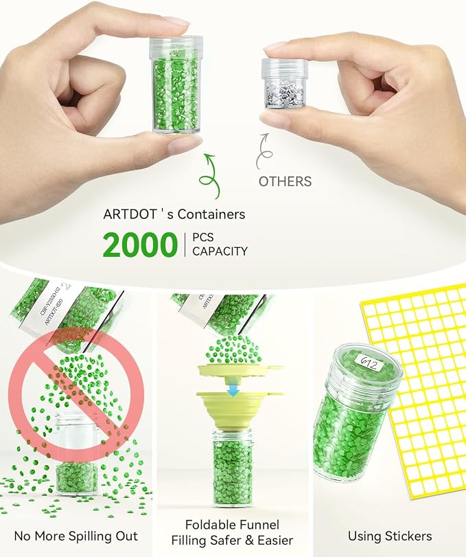 ARTDOT 240 Slots Storage Container for Diamond Painting Kits for Adults,Portable Diamond Painting Storage Box with Accessories and Tools