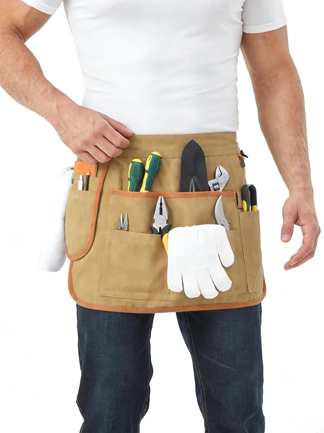 Nanxson Tool Apron Half Canvas Apron With Muti-Pockets for Home Garden Painting Crafting Woodworking CFG003