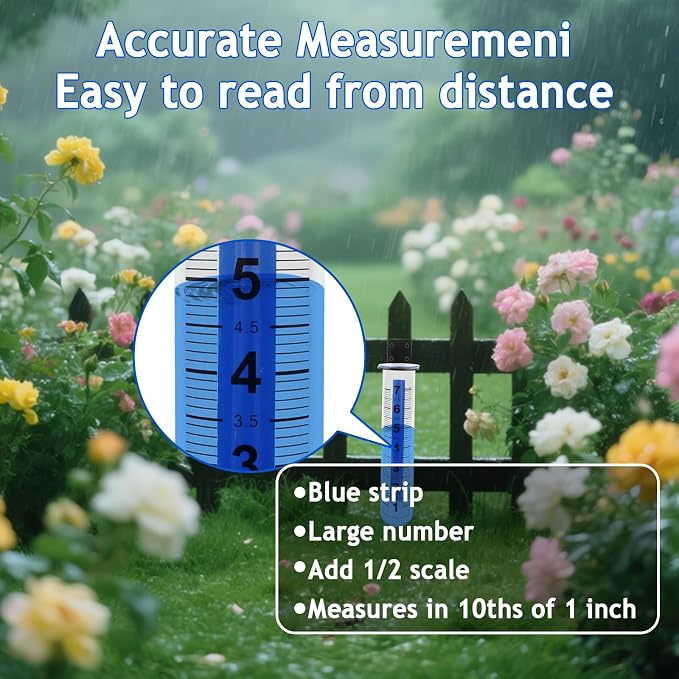 TBWHL Rain Gauge Outdoor, 7-inch Plastic Rain Gauge, Freeze Proof Outdoor Rain Gauges Replacement Tube for Garden Yard,Easy to Read, Rain Gauges Outdoors Best Rated, 2 Pcs Tubes with 1 Clean Brush