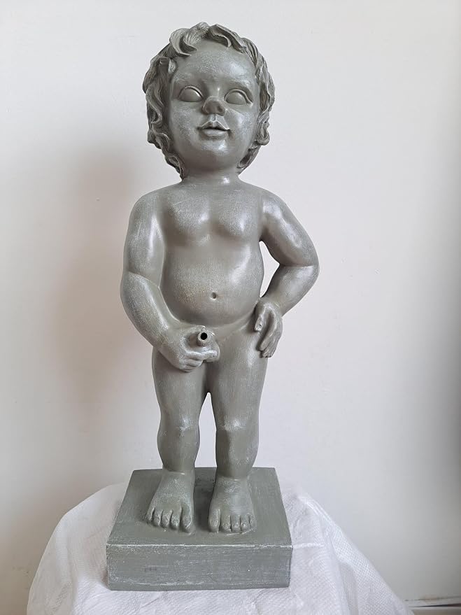 Manneken PIS Belgium Boy Statue, Pond Spitter Fountain 24 Inch in Gray, Polyresin Waterscape Sculpture, Suitable for Water Garden Koi Fish Ponds, Gardens, Patios, Fountain Centers or Pool Decorations