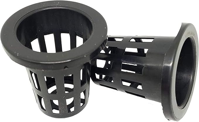 50PCS 1.75" Mesh Net Cup Pots Basket Hydroponics System Supplies Aquaponics Seed Growing Media Black