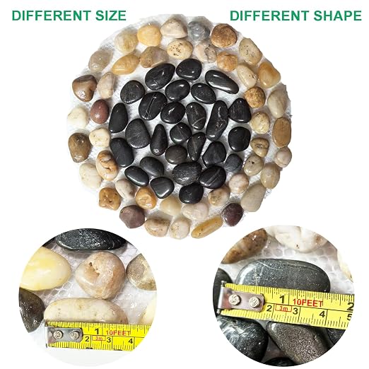 Garden Stepping Stone Outdoor Decorative Round Stepping Stones with Black Stones Round Polished River Pebble Stone from Natural River, for Garden Patio Walkway(10in 6Pcs Pack)