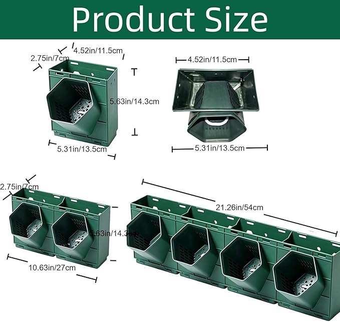 Vertical Wall Planter for Indoor Plants, Living Wall Planter System with 4 Stackable Pots, Wall Mounted Hanging Planter, Ventilation Design for Herbs, Succulents, Flowers,(4Pots)