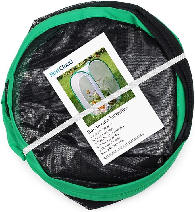 RESTCLOUD 36" Large Monarch Butterfly Habitat, Giant Collapsible Insect Mesh Cage Terrarium Pop-up 24 x 24 x 36 Inches