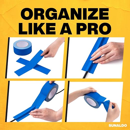 Gaffers Tape Heavy Duty, Easy to Rip, Residue-Free Professional Grade Floor Tape for Electrical Cords, Matte Finish Non Reflective, Weather Resistant (3, Blue, 2" x 30 Yards)
