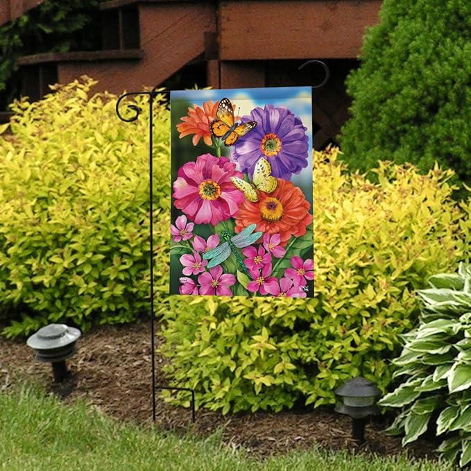 Zinnias In Bloom Spring Garden Flag 12.5" x 18" Briarwood Lane
