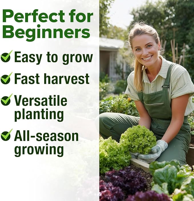 OME Grown 20 Variety Lettuce Seeds 21,500+ Bulk Pack Heirloom Non-GMO, High Germination, Romaine,Butterhead, Spinach, Kale, Iceberg, Continuous Harvest,Indoor Outdoor Hydroponic Garden