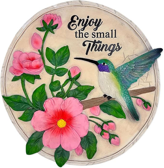 OrnamentallyYou Elegant Resin Stepping Stone, Outdoor Garden Pathway Decoration (Enjoy The Small Things Hummingbird Stepping Stone, 9.5" Decorative Garden Appreciation Gift)